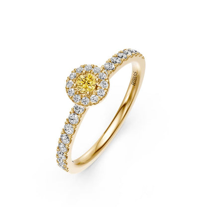 Diamond Ring with Yellow Sapphire in Yellow Gold