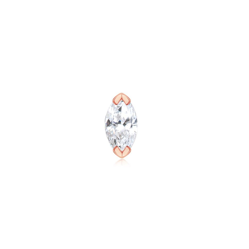 Rožinio aukso veriamas auskaras Piercing su deimantu JFA17753