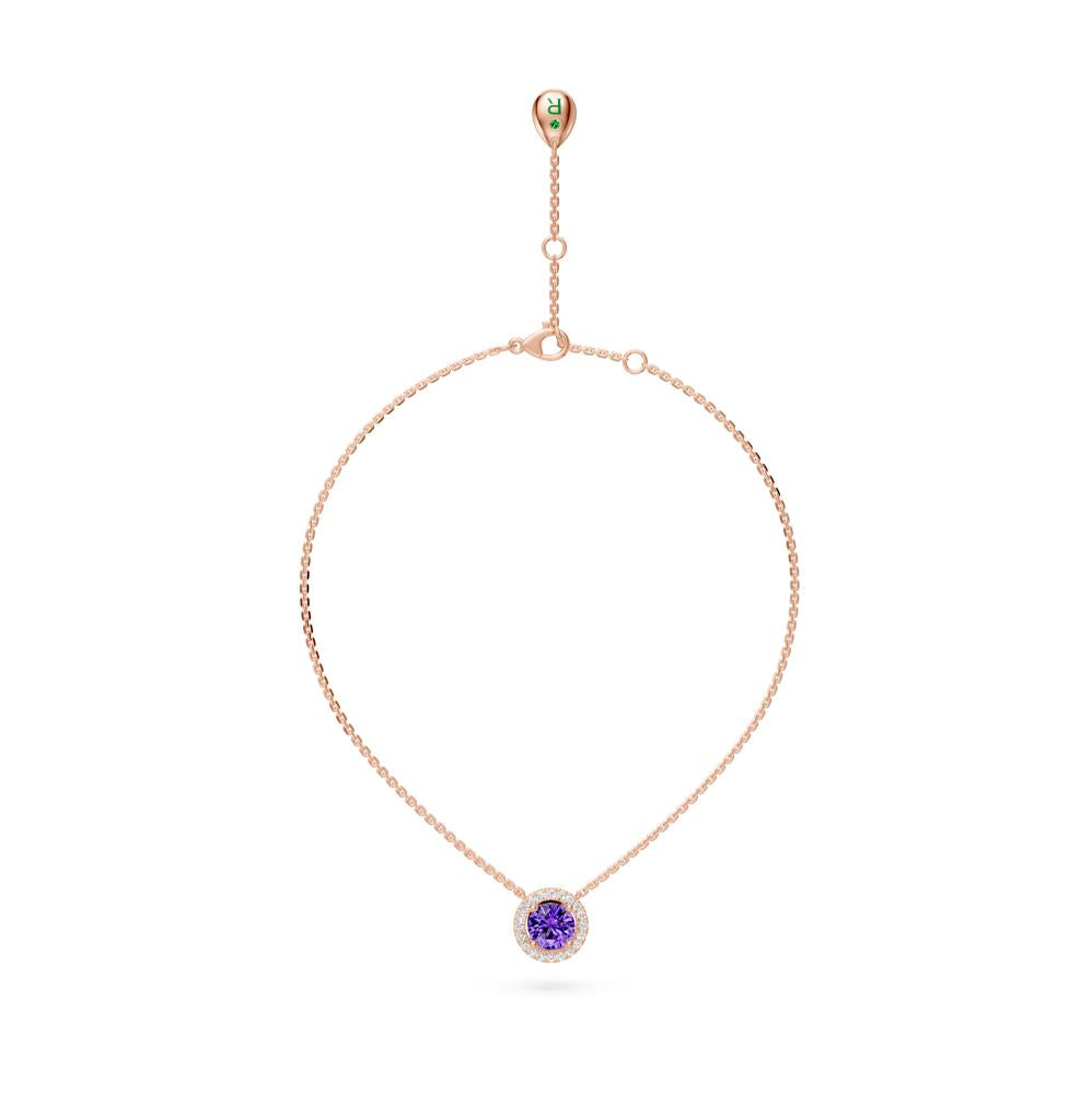Rose Gold Necklace with Tanzanite Stone