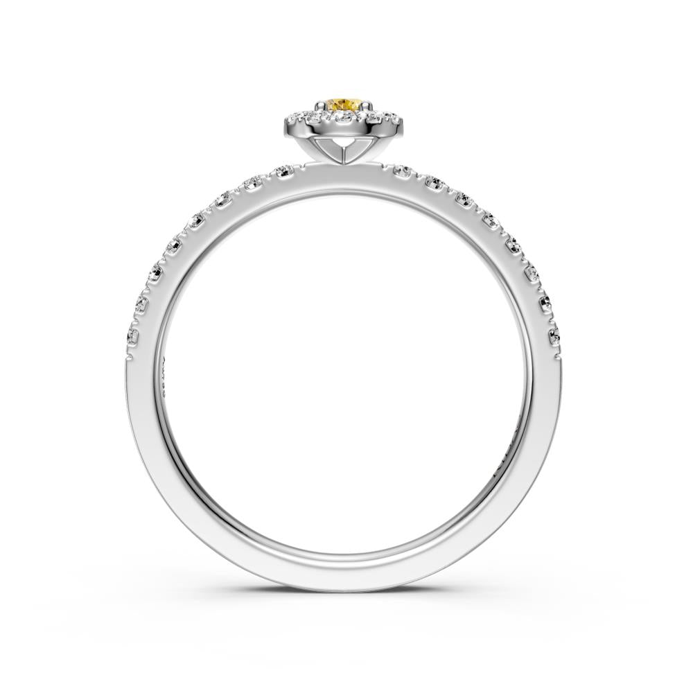 Diamond Ring with Yellow Sapphire in White Gold