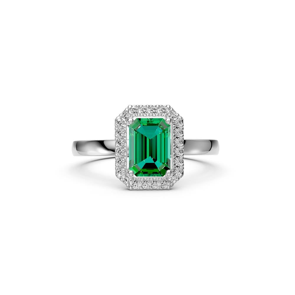 Diamond Ring with Tsavorite in White Gold