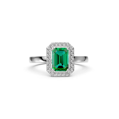 Diamond Ring with Tsavorite in White Gold