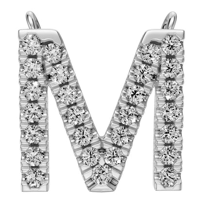 Diamond Letter M Necklace in White Gold