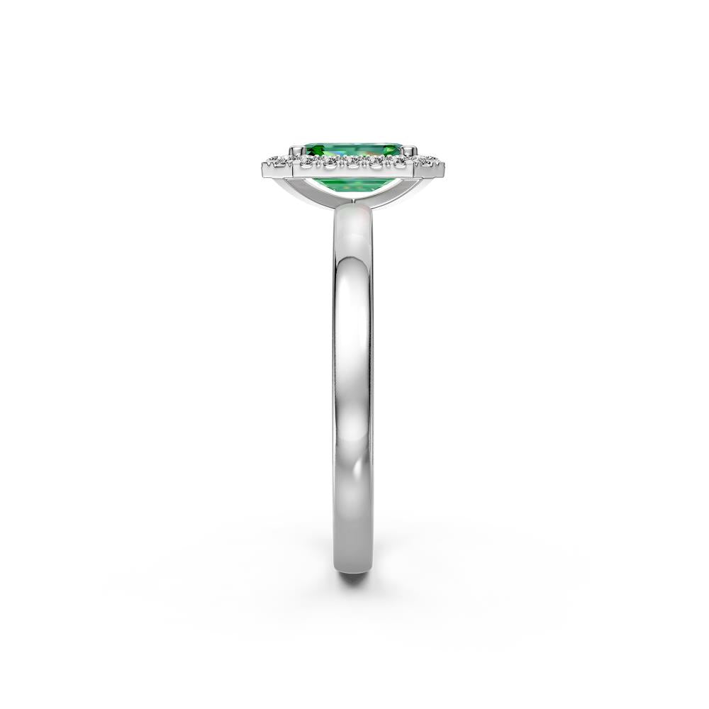 Diamond Ring with Tsavorite in White Gold