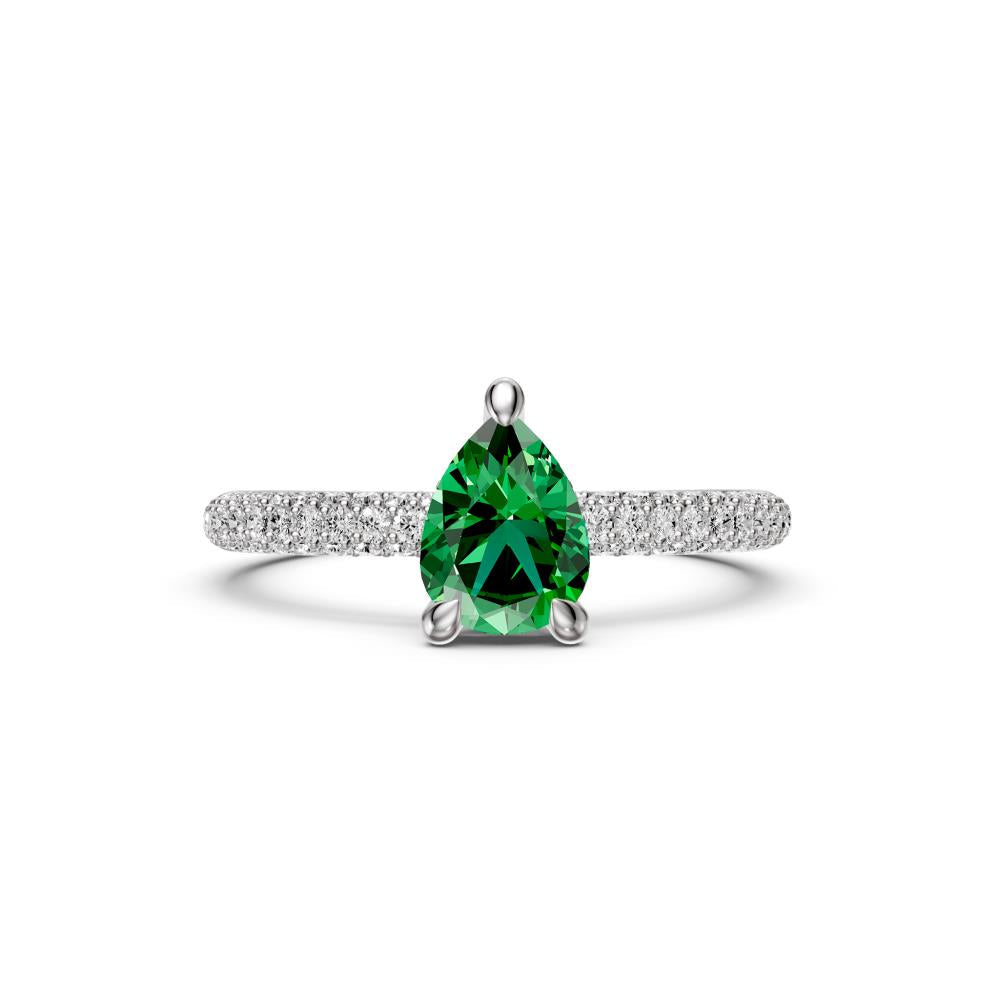 Diamond Ring with Tsavorite in White Gold