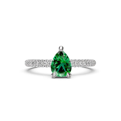 Diamond Ring with Tsavorite in White Gold