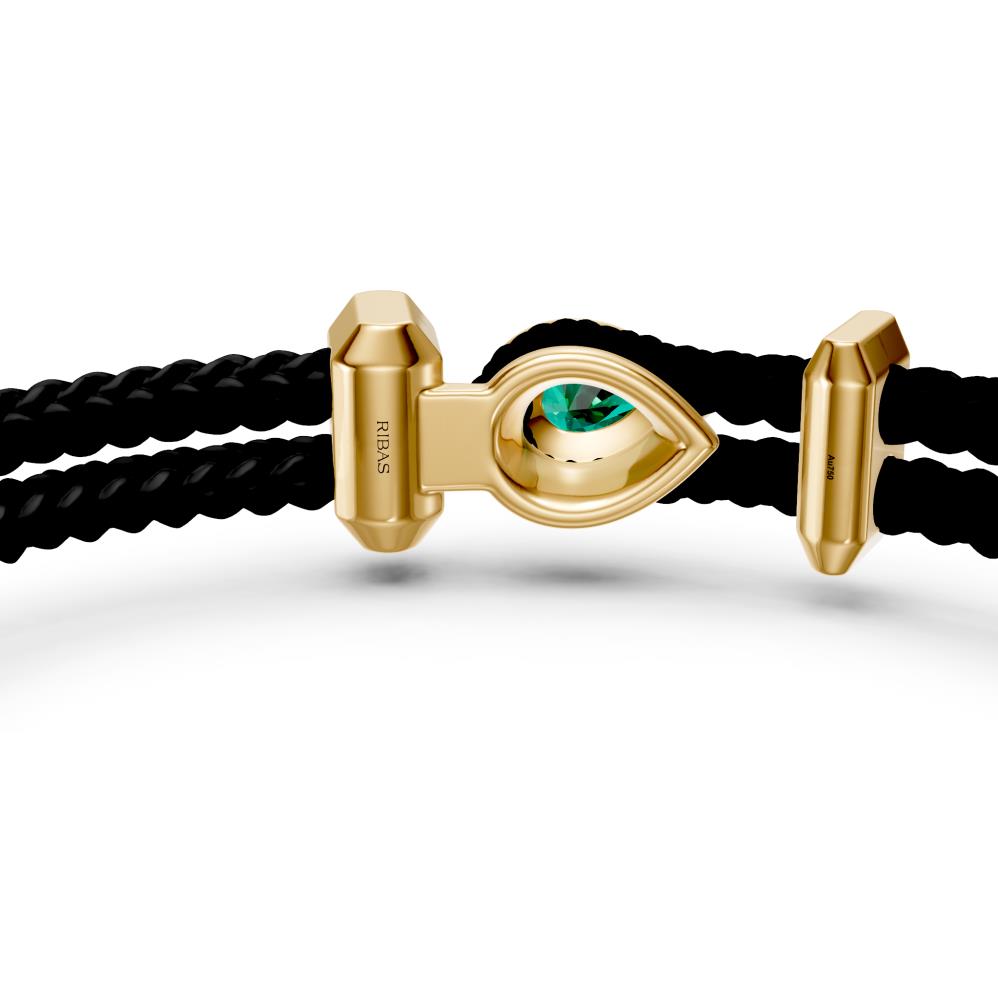 Leather Bracelet with Tsavorite and Diamonds
