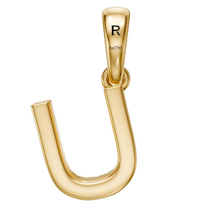 Mini Diamond Letter U Pendant in Yellow Gold
