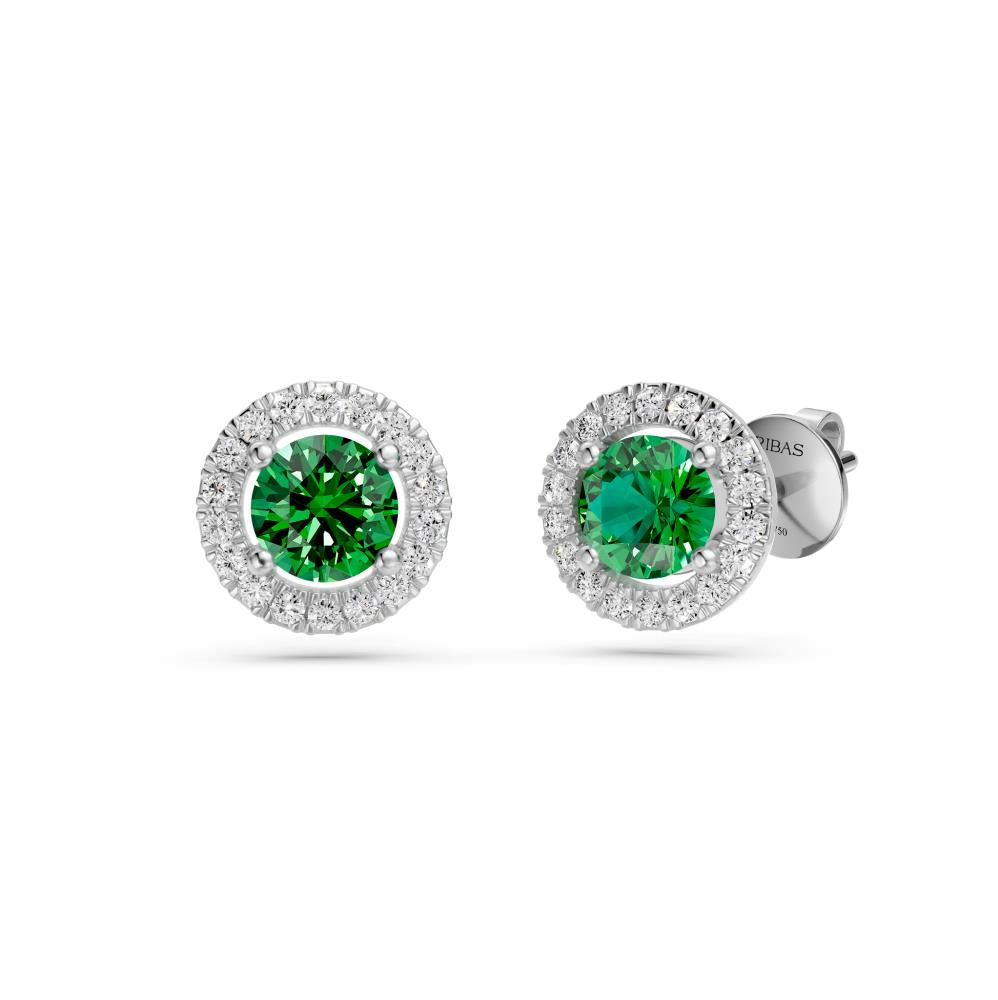 Diamond Earrings in White Gold with Tsavorites