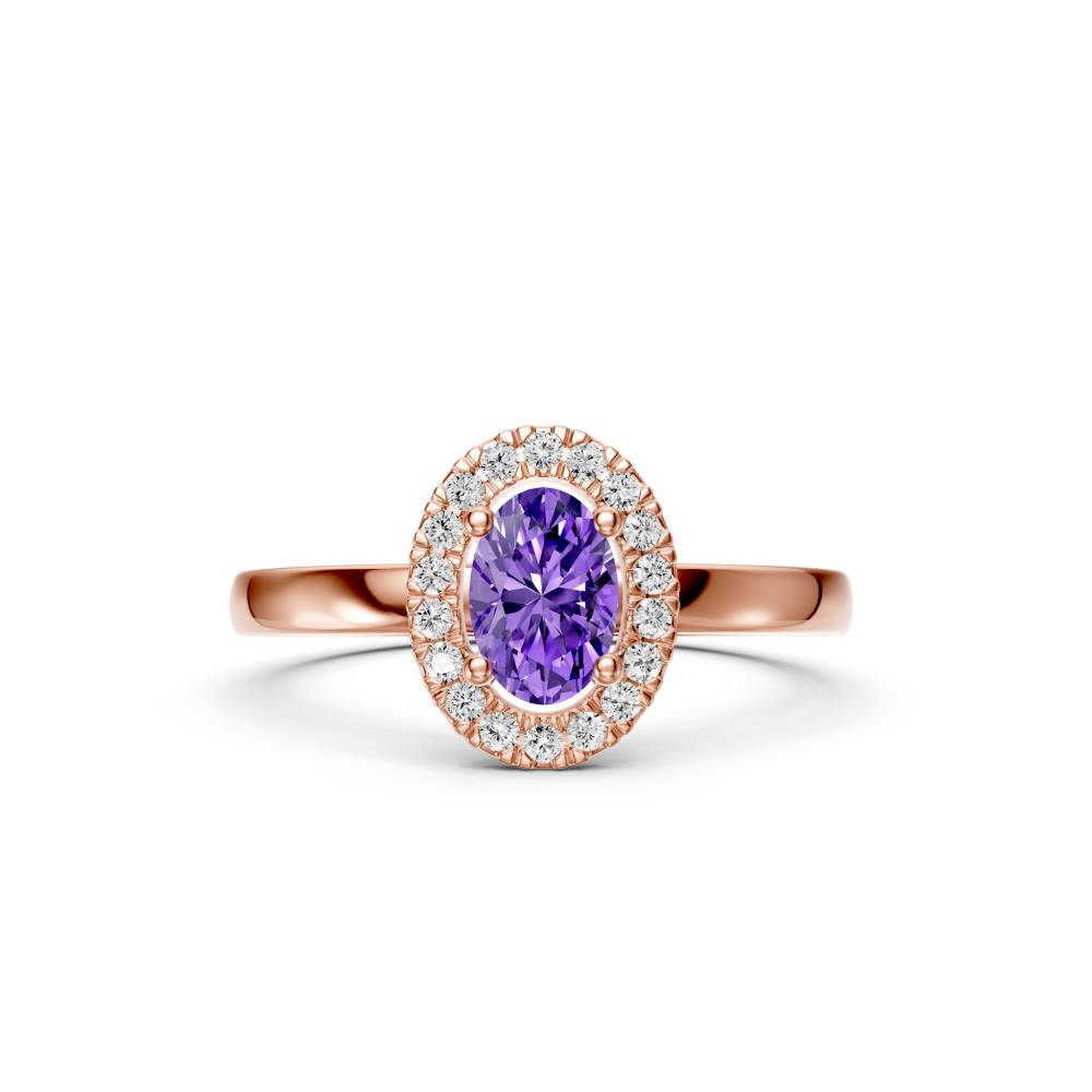 Diamond Ring with Tanzanite in Rose Gold