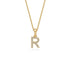 Mini Diamond Letter R Pendant in Yellow Gold