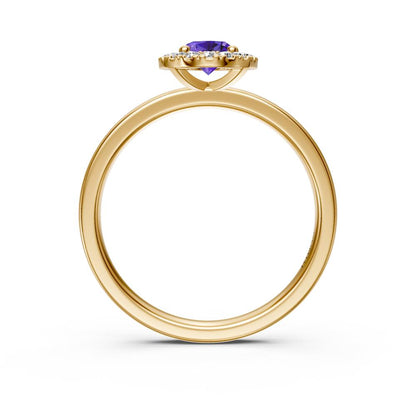 Diamond Ring with Tanzanite in Yellow Gold