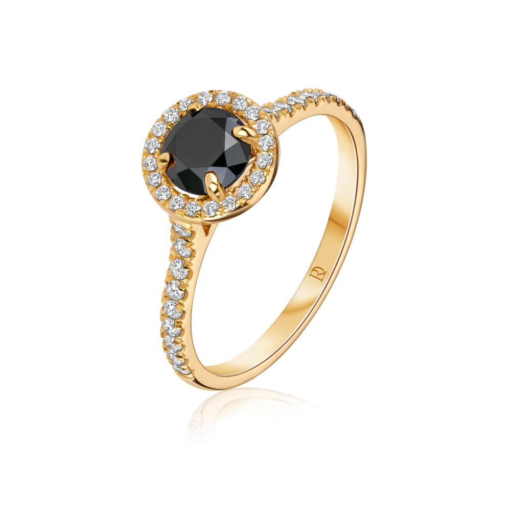 Geltono aukso žiedas su juodu deimantu NA0589