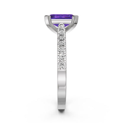 Diamond Ring with Tanzanite in White Gold