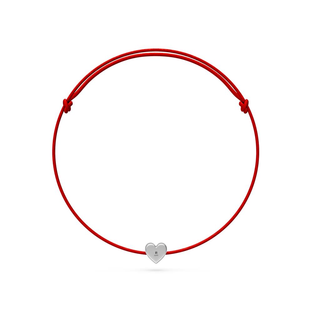 String Bracelet with Diamond in White Gold "Heart"