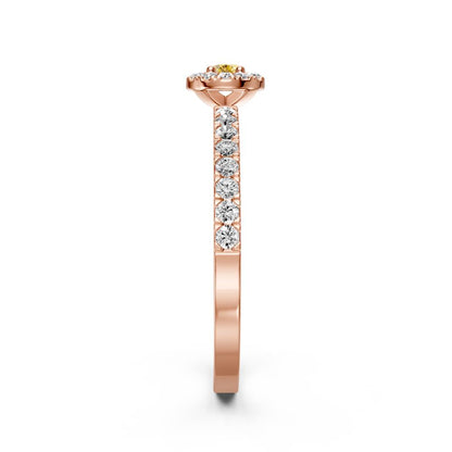 Diamond Ring with Yellow Sapphire in Rose Gold
