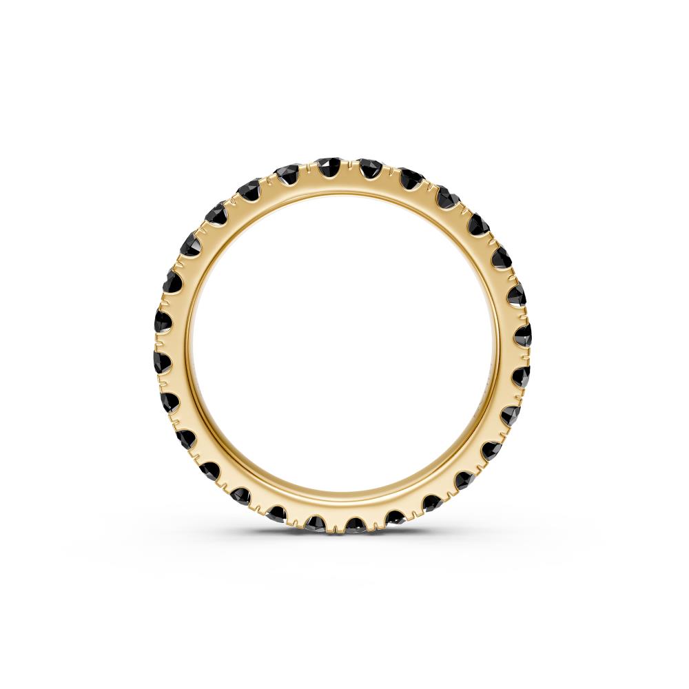 Black Diamond Band Ring in Yellow Gold