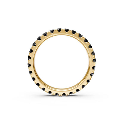 Black Diamond Band Ring in Yellow Gold