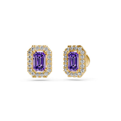 Diamond Earrings with Tanzanite in Yellow Gold