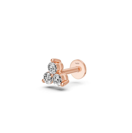 Trilapis piercing veriamas auskaras su deimantais 0,12ct R25280725