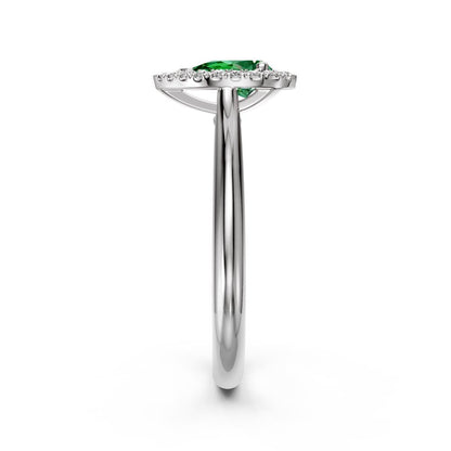 Diamond Ring with Tsavorites in White Gold