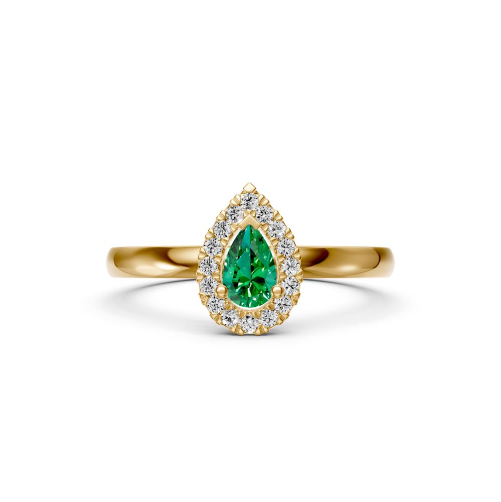 Diamond Ring with Tsavorites in Yellow Gold