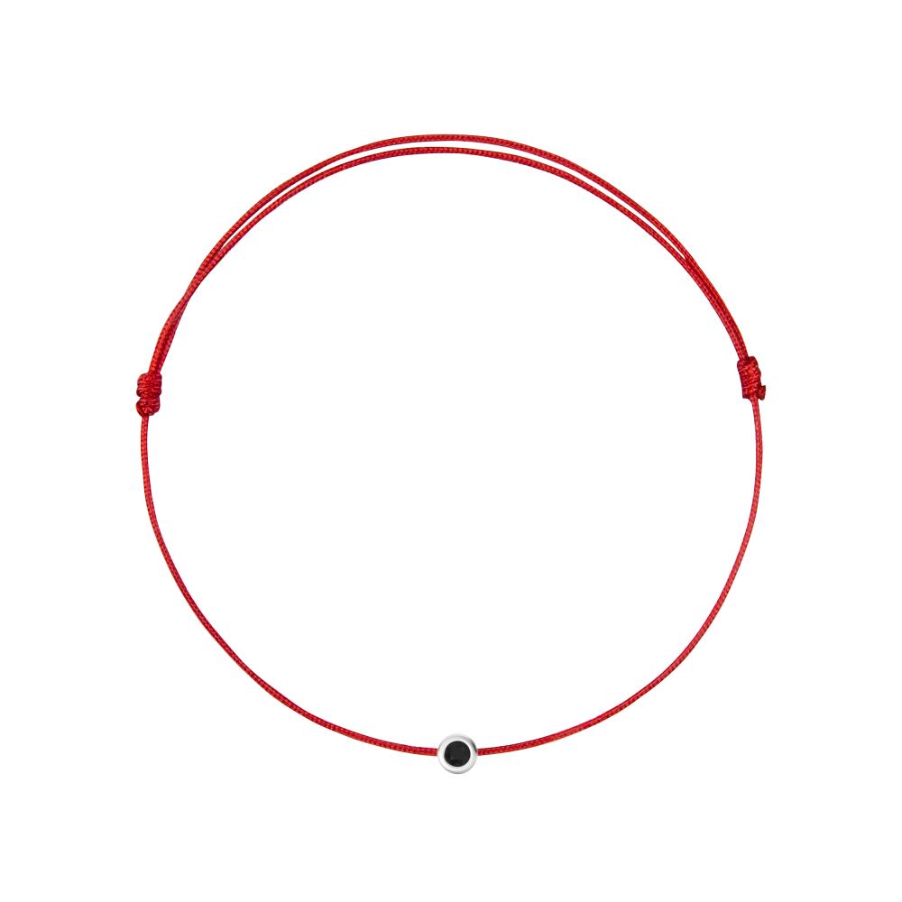 String Bracelet with Black Diamond in White Gold