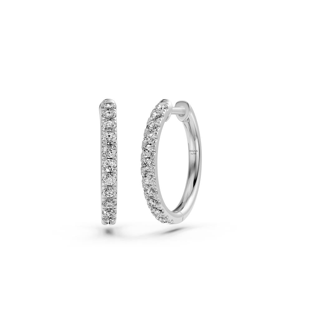 Diamond Hoop Earrings in White Gold
