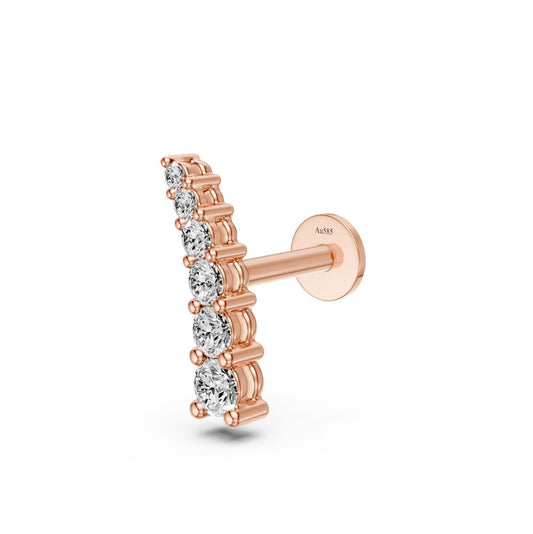 Rožinio aukso auskaras su deimantais R26010725