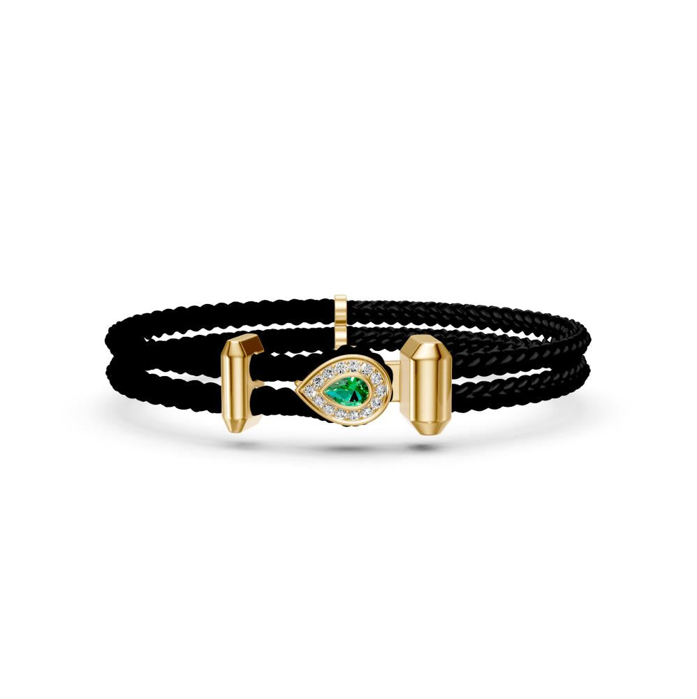 Leather Bracelet with Tsavorite and Diamonds