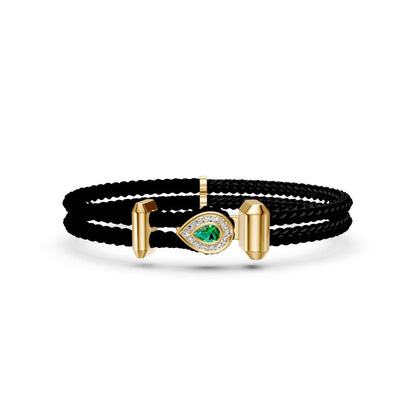 Leather Bracelet with Tsavorite and Diamonds