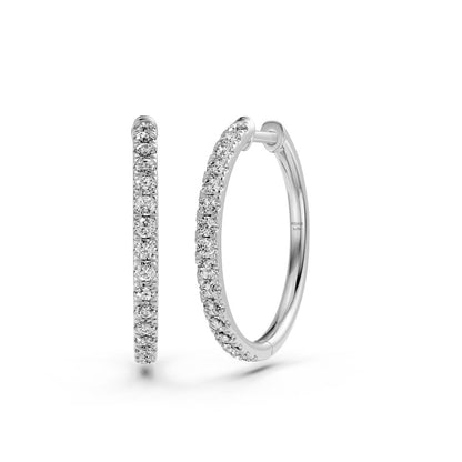 Diamond Hoop Earrings in White Gold