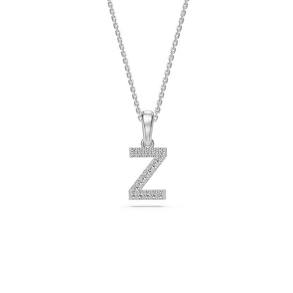 Mini Diamond Letter Z Pendant in White Gold