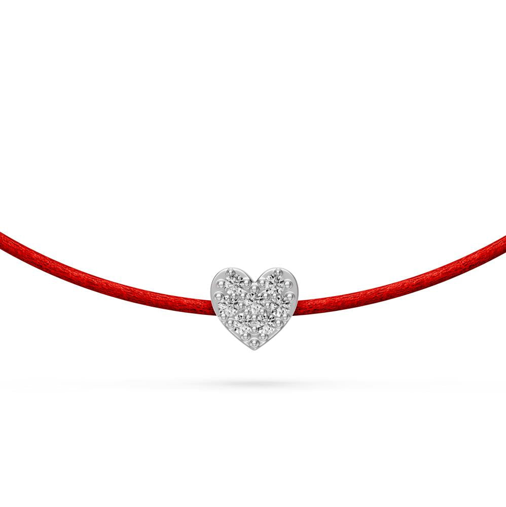 String Bracelet with Diamond in White Gold "Heart"