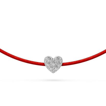 String Bracelet with Diamond in White Gold "Heart"