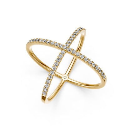 Diamond Ring "X" in Yellow Gold
