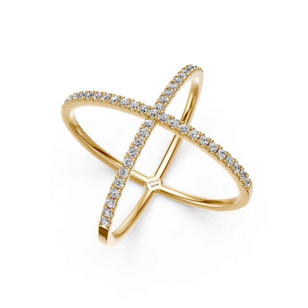 Diamond Ring "X" in Yellow Gold