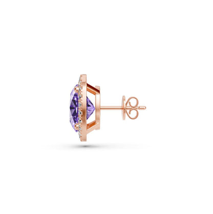 Diamond Earrings with Tanzanite in Rose Gold