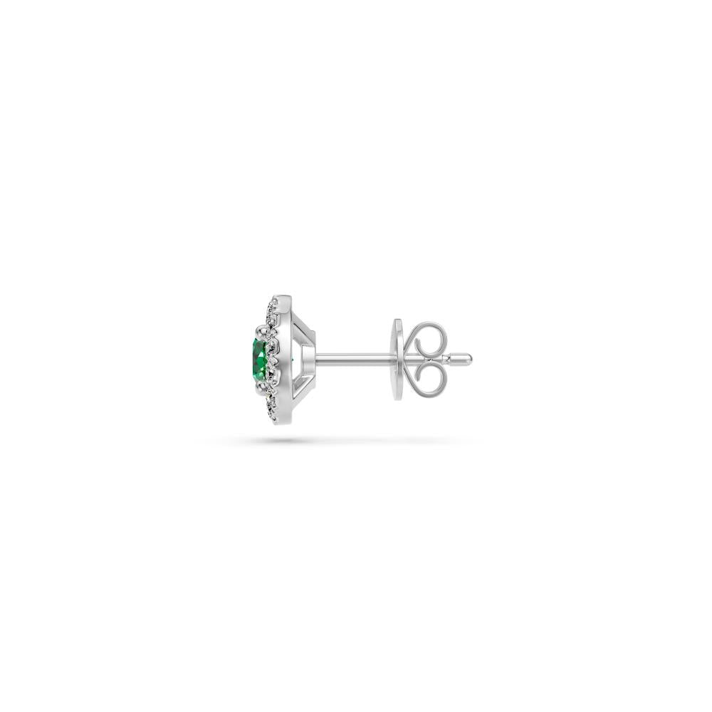Diamond Earrings with Tsavorites in White Gold