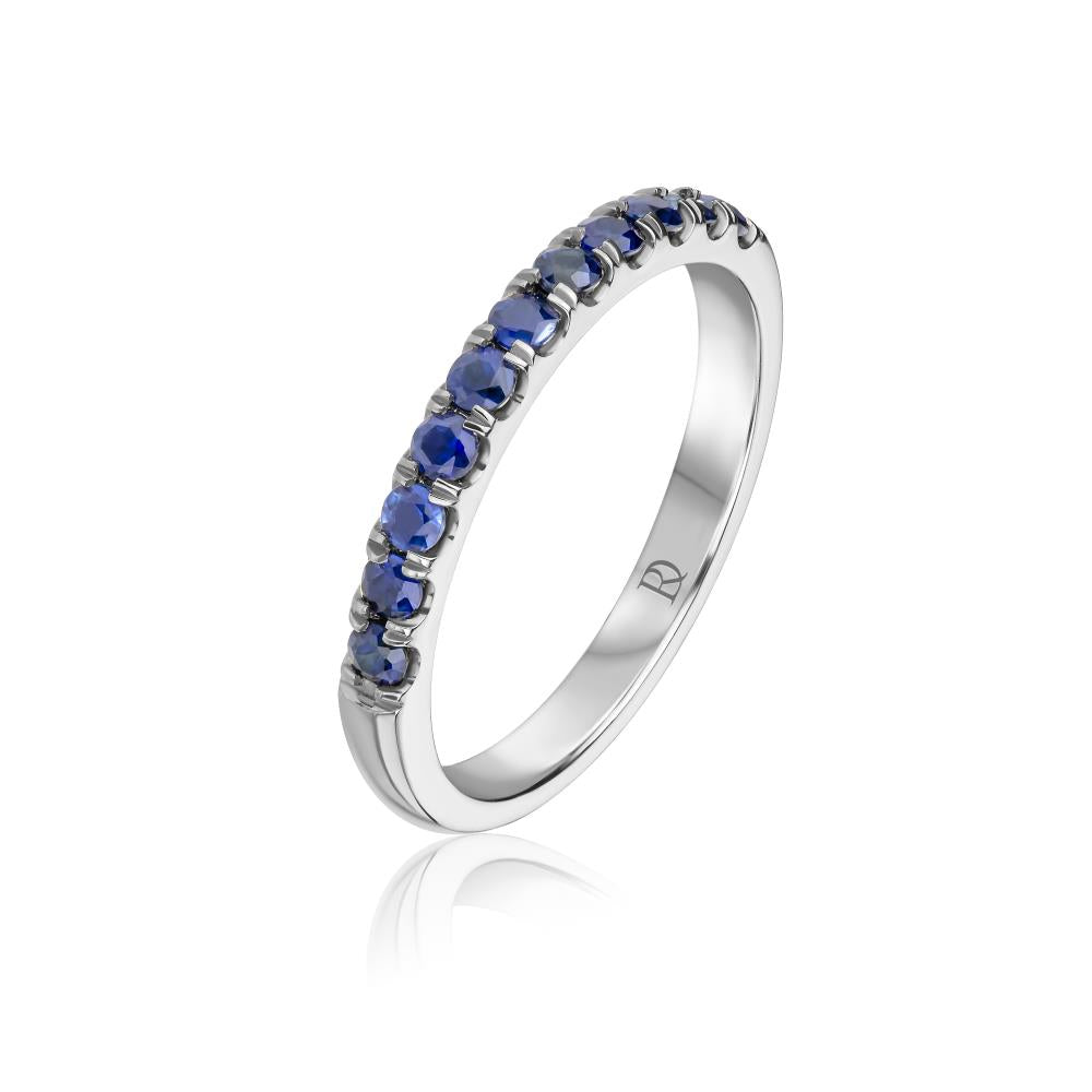 Sapphire Band Ring in White Gold
