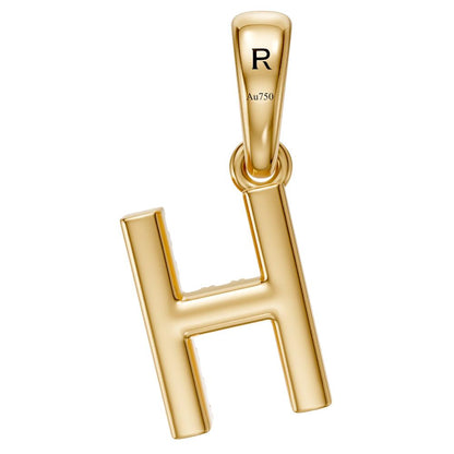 Mini Diamond Letter H Pendant in Yellow Gold
