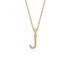 Mini Diamond Letter J Pendant in Yellow Gold