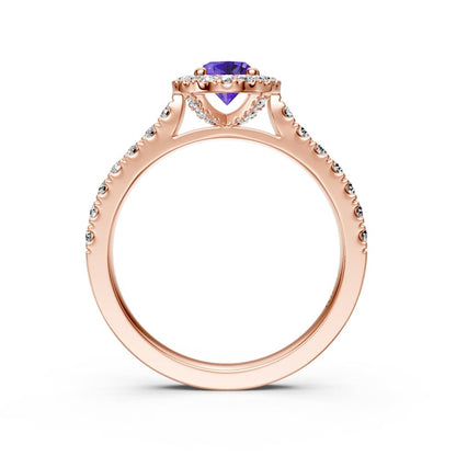 Diamond Ring with Tanzanite in Rose Gold