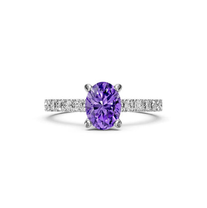 Diamond Ring with Tanzanite in White Gold