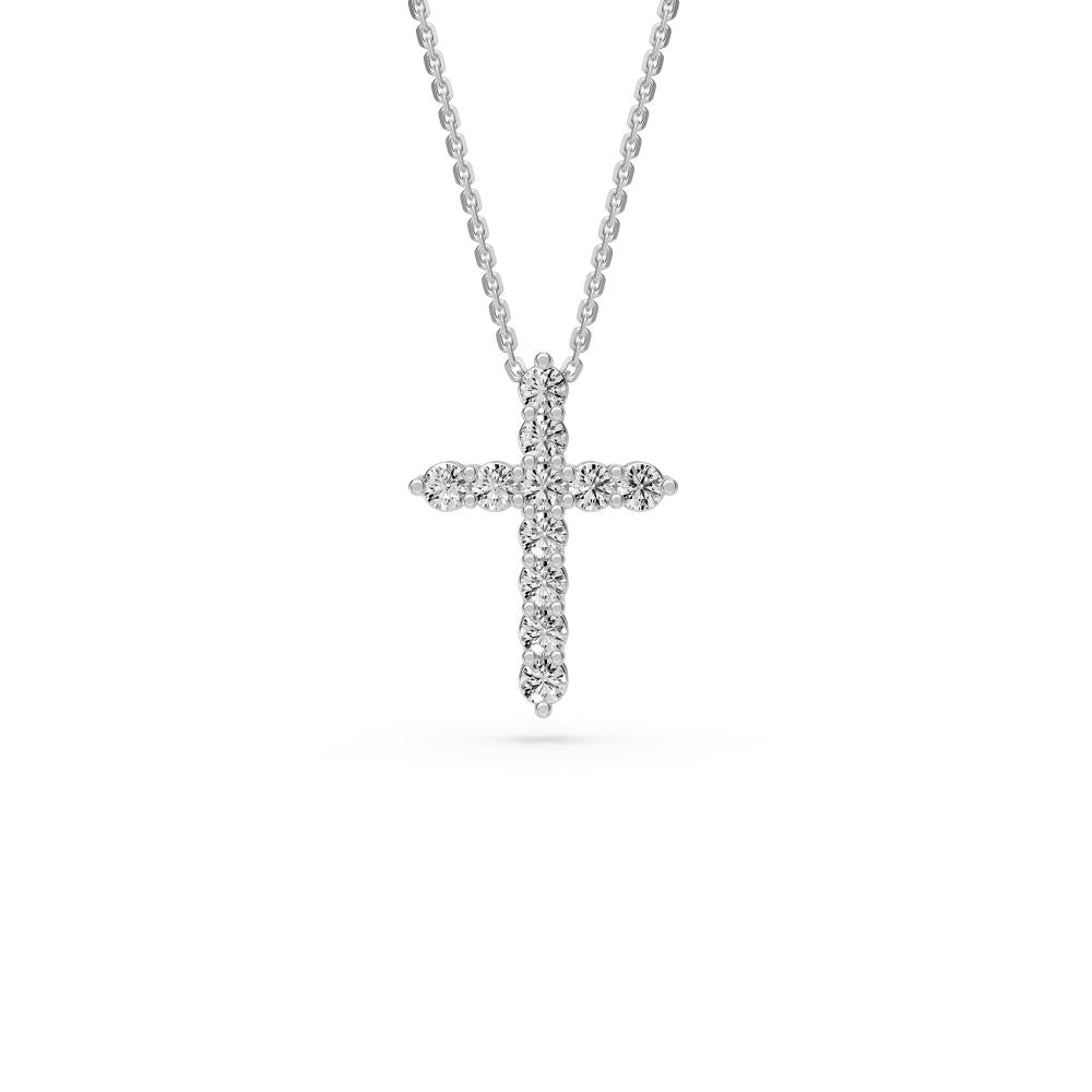 Diamond Cross Pendant in White Gold - Small