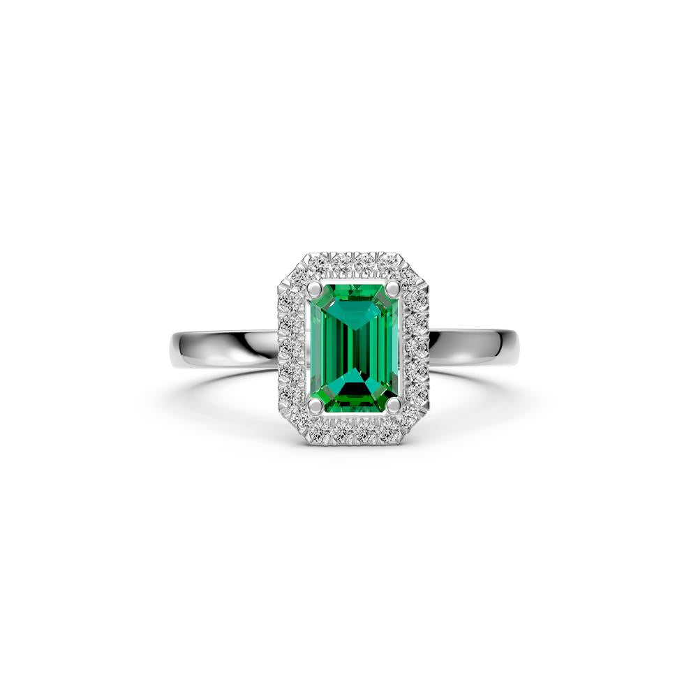 Diamond Ring with Tsavorite in White Gold