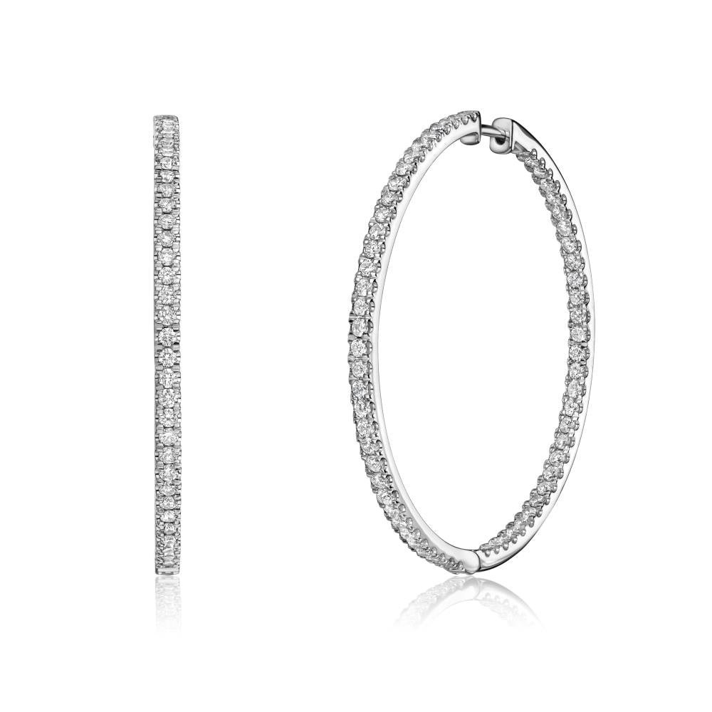 Diamond Hoop Earrings in White Gold