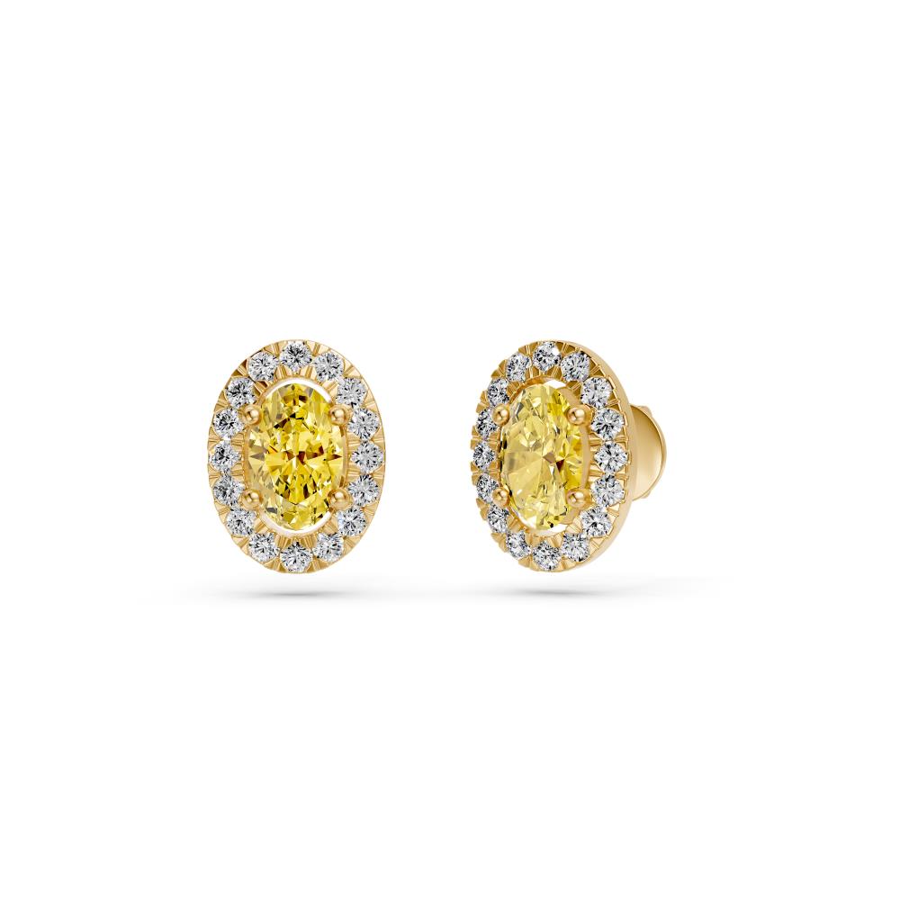 Yellow Sapphire and Diamonds Earrings in Yellow Gold