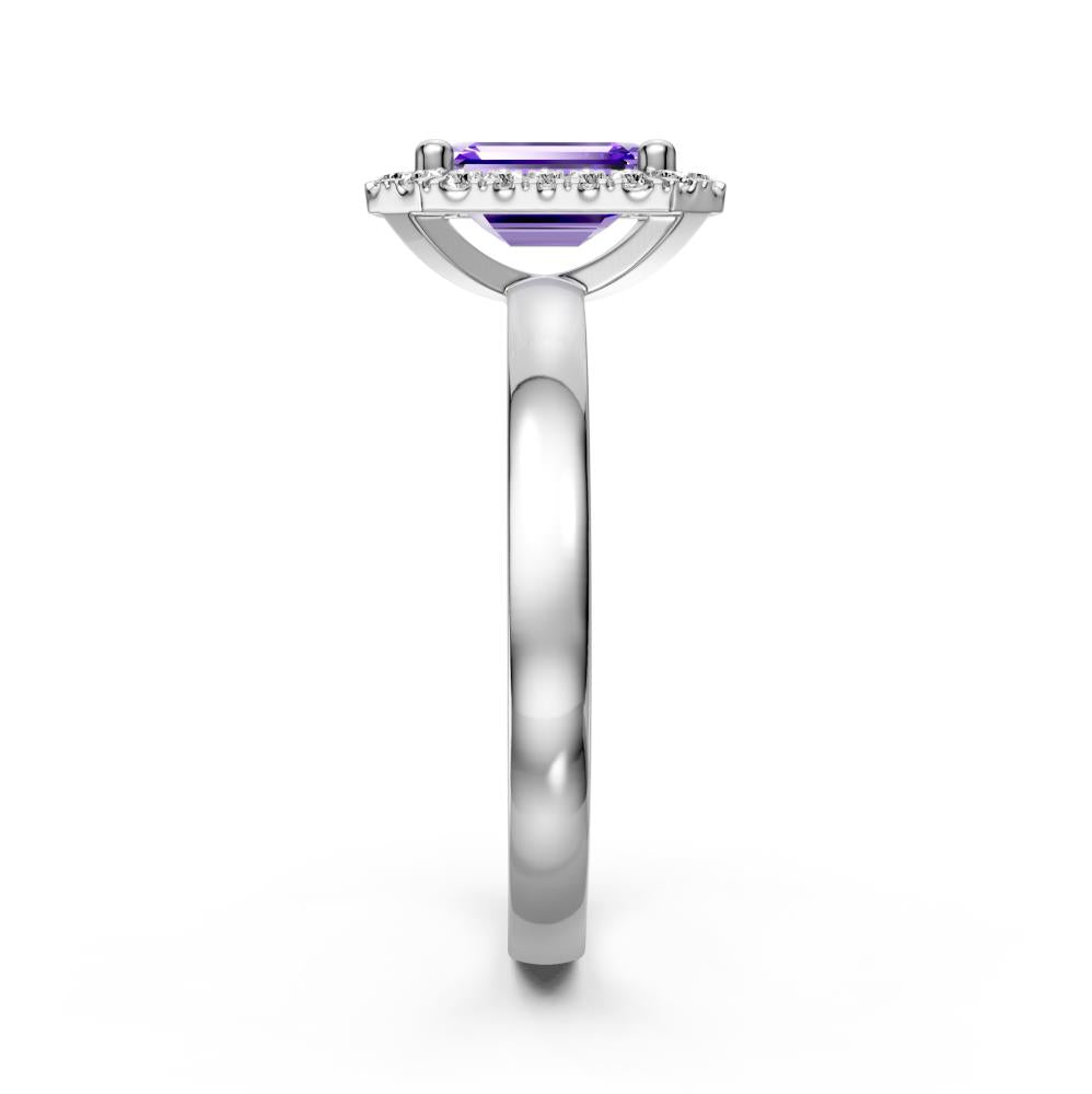 Diamond Ring with Tanzanite in White Gold