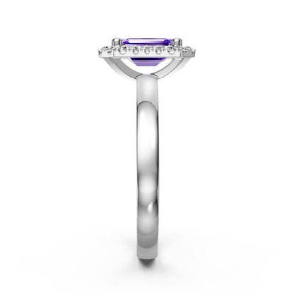Diamond Ring with Tanzanite in White Gold